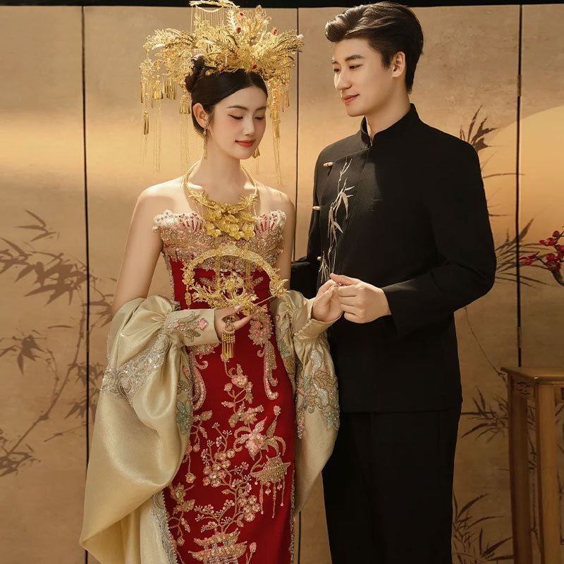 Qipao Wedding Dress 2026 New Style Bridal Wedding Gown Chinese Wedding Dress with Long Train Engagement Dress