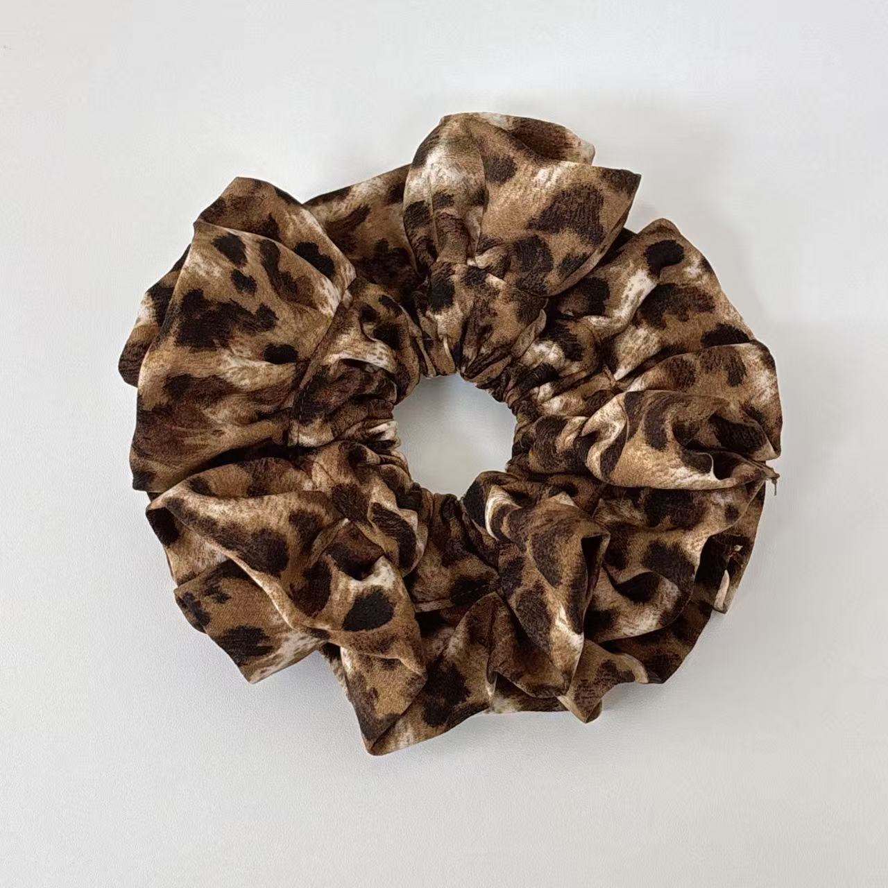 TudTud Classic Leopard Print Chiffon Handmade Scrunchie! A hair accessory with a mature and sassy vibe, embodying the old money style