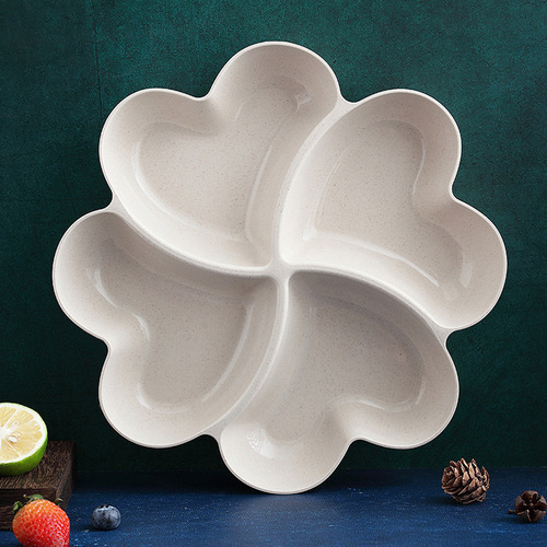 Creative Clover Leaf Heart Divided Storage Fruit Bowl Home Living Room Snack Lucky Grass Snack Dessert Fruit Plate