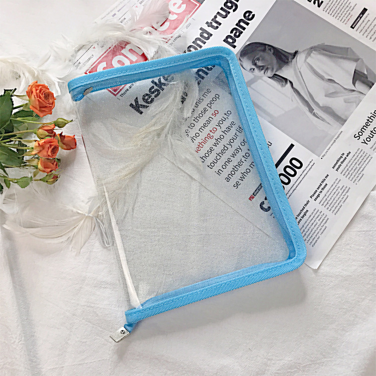 Fábrica al por mayor a5 bolsa de archivo de pvc transparente color ins cremallera bolsa de recarga bolsa de almacenamiento de material bolsa de almacenamiento de papelería