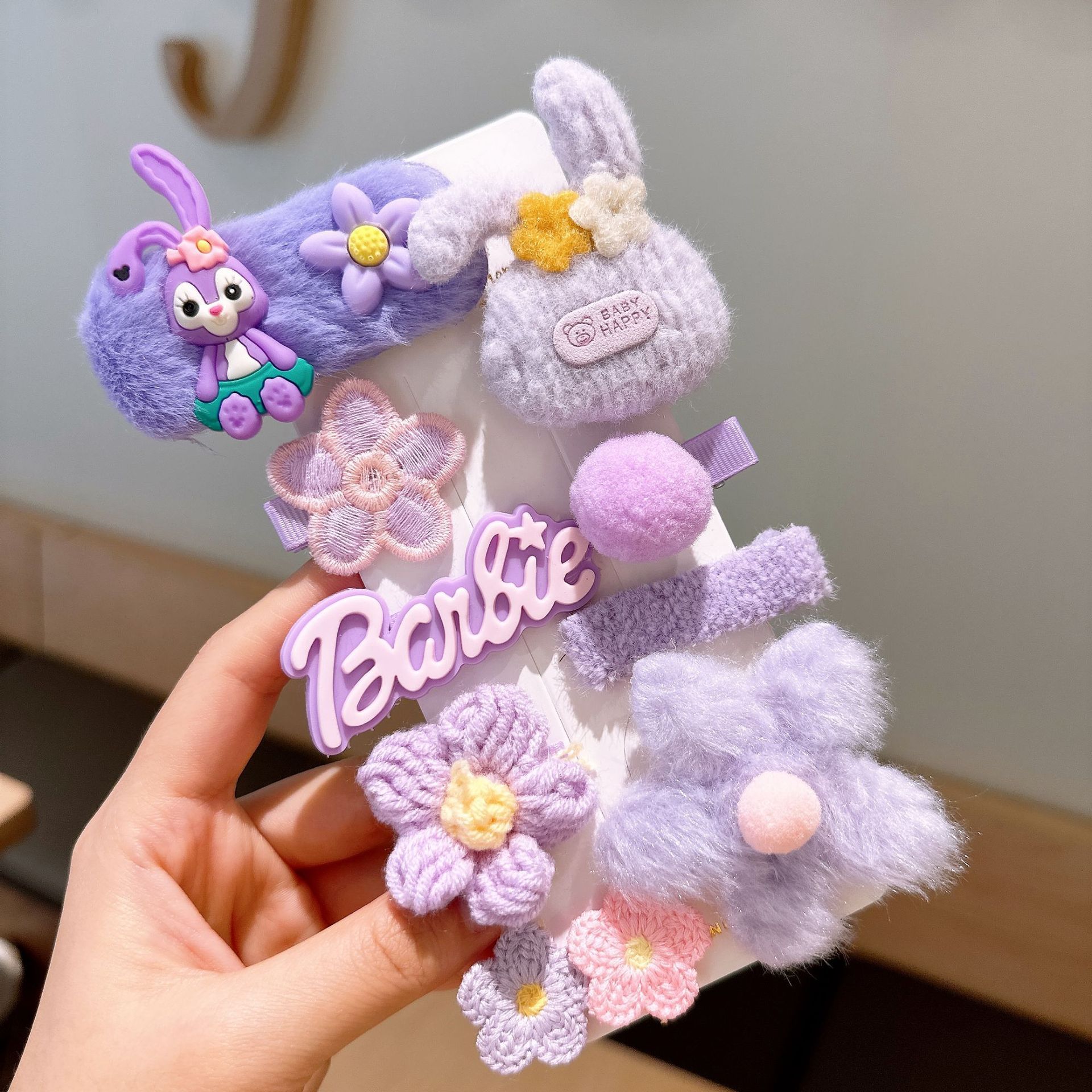 Nuevos niños chica peludo arco BB clip horquilla traje carácter de dibujos animados carácter accesorios clip lateral al por mayor