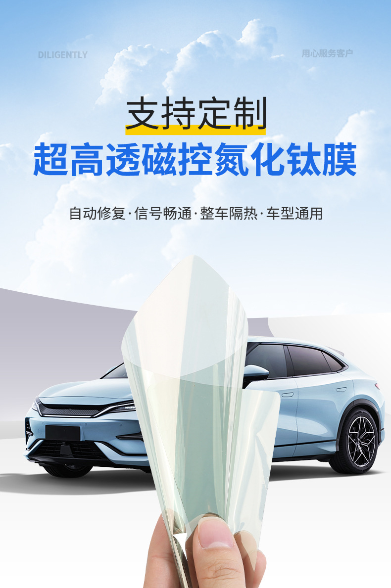 Magnetron-Controlled Titanium Nitride Film, In-Stock Wholesale High Insulation Front Windshield Film, Car Window Film, Sun Protection Film, Anti-Explosion Film