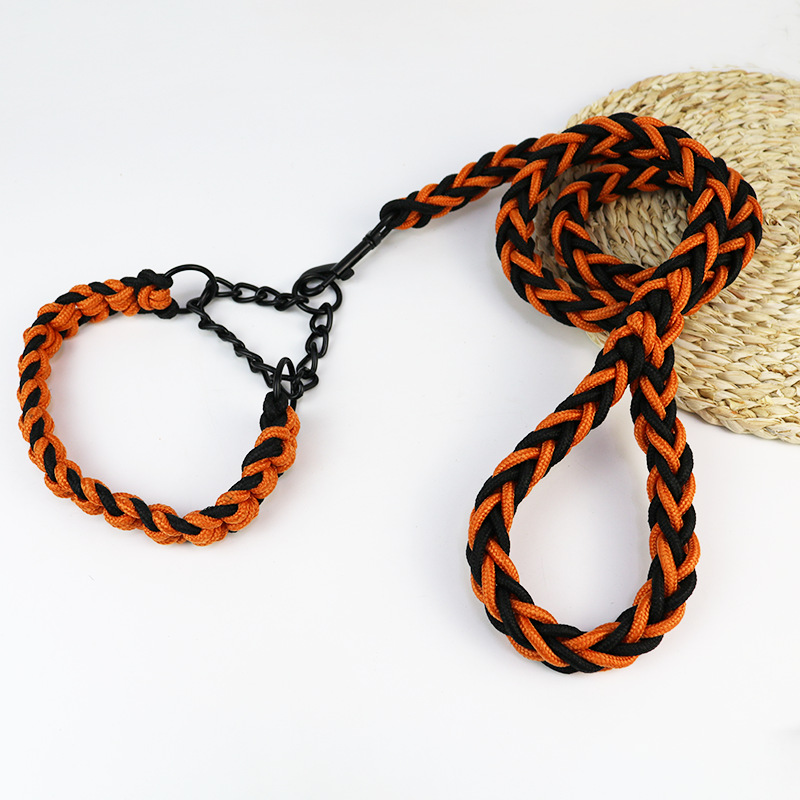 Correa para perro grande tejida a mano de 8 hebras de nylon, tipo cadena P – reflectante, para pasear.