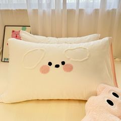 ウォッシュコットンタオル刺繍枕カバーインスタイルプリンセススタイル単品枕カバー寝室ベッドルーム百塔 48*74 センチメートル汚れにくい