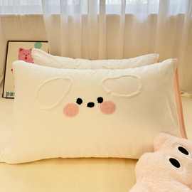 水洗棉毛巾绣枕套ins风公主风单品枕套寝室卧室百塔48*74cm耐脏