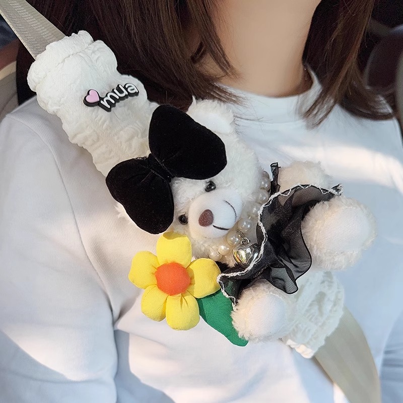 Funda Protectora de Peluche para Cinturón de Seguridad de Auto de Poliéster Decorativo Antiestrangulamiento