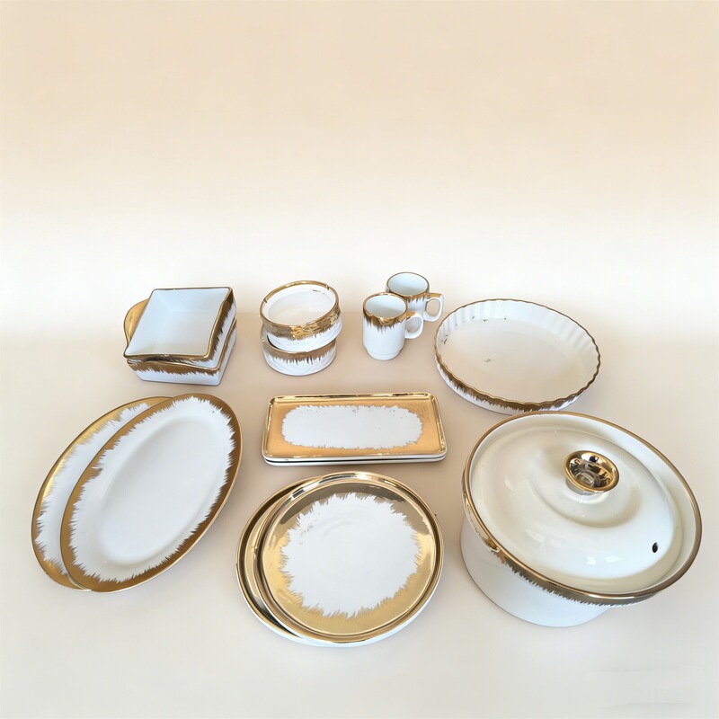 Light Luxury Gold-Rimmed Ceramic Dinnerware Set for Home Use, Bowls, Plates, Soup Dishes, Spoons, Microwave-Safe, Electroplated, In-Stock, Cross-Border Hot-Selling Item Light Luxury Gold-Rimmed Ceramic Dinnerware Set for Home Use, Bowls, Plates, Soup Dishes, Spoons, Microwave-Safe, Electroplated, In-Stock, Cross-Border Hot-Selling Item