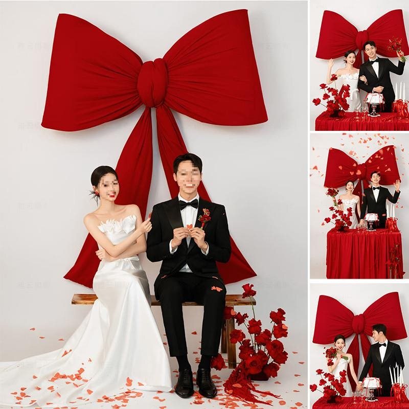 Wedding Photography Large Red Bow Background Cloth Studio Photo Props Photo Wedding Photo of Kidsren and Pregnant Women