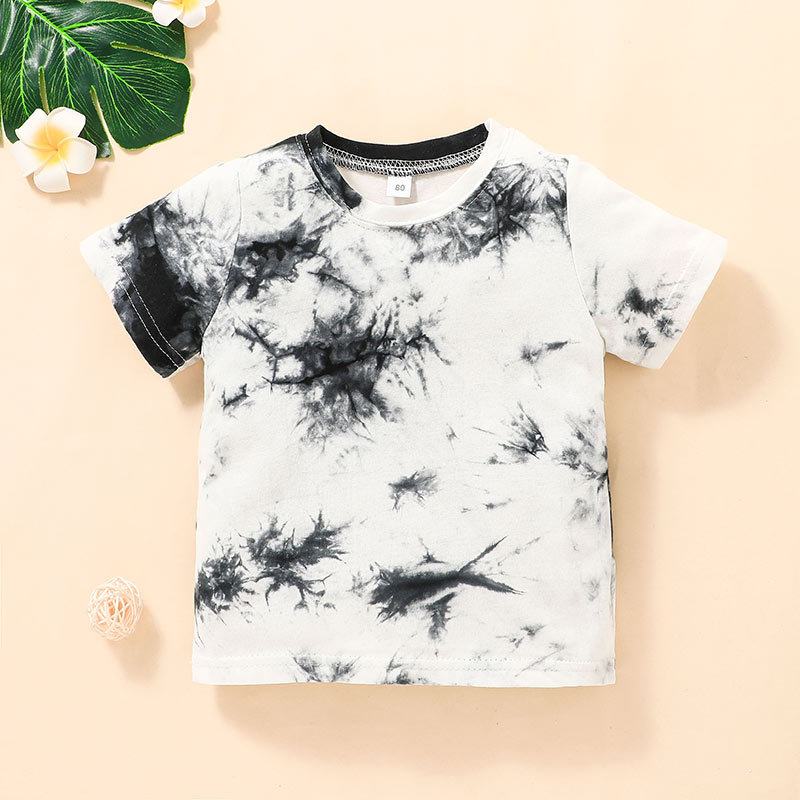 Tie-dye Kid Short-sleeved T-shirt Shorts Two-piece Children's Clothing Suit display picture 4