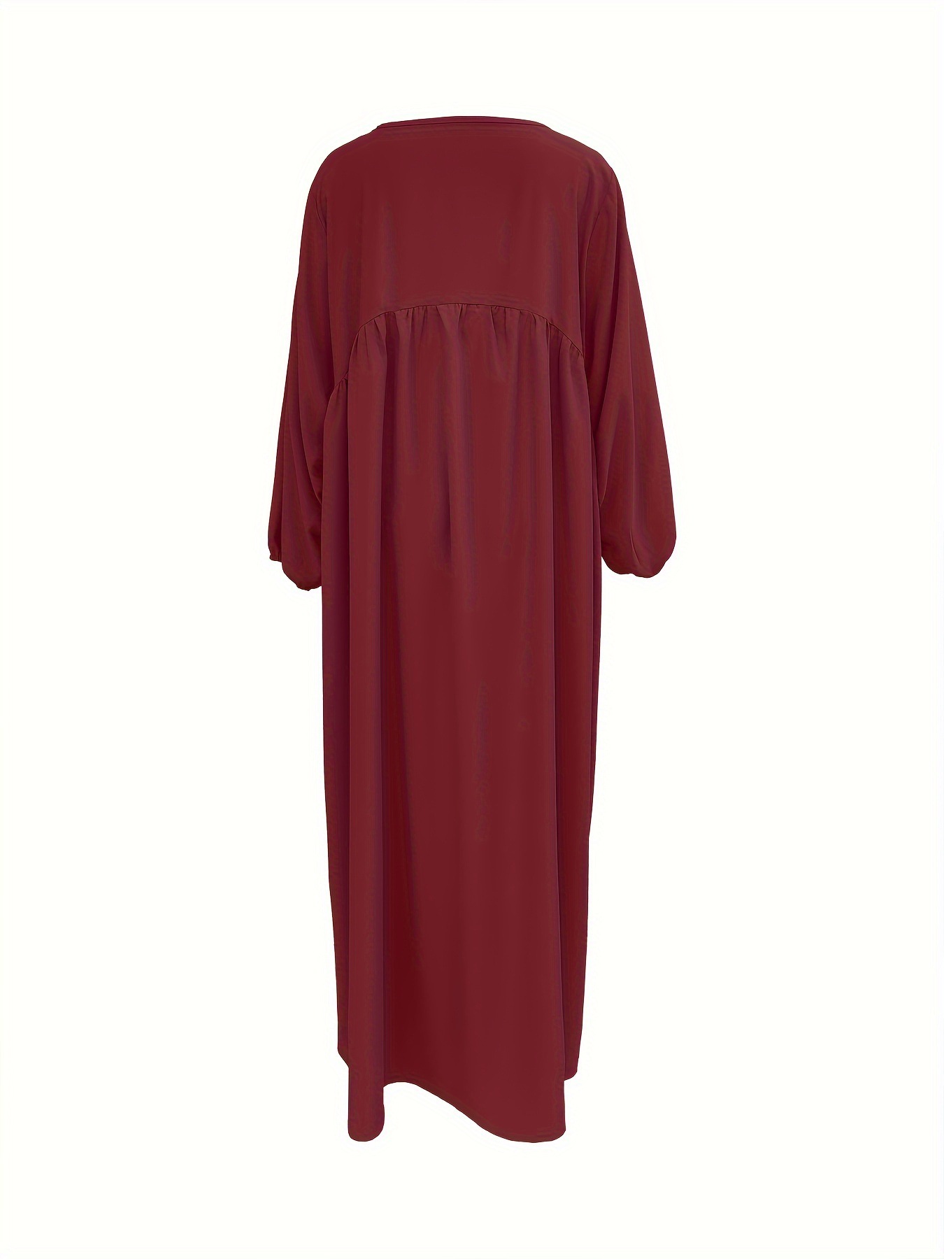 2025 New Cross-Border Middle Eastern Arab Women's Clothing: Patchwork Long-Sleeved Solid Color Loose Dress For Women_ecoleips.com