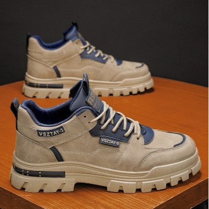 Zapatos de hombre otoño-invierno 2024 nuevo tipo de ropa de trabajo para hombres ocio versátil cuero antideslizante desgaste zapatos de montaña de suela gruesa