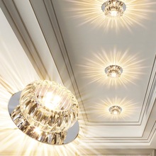 客厅筒灯led天花灯嵌入式水晶过道走廊灯吊顶射灯家用三色小孔灯