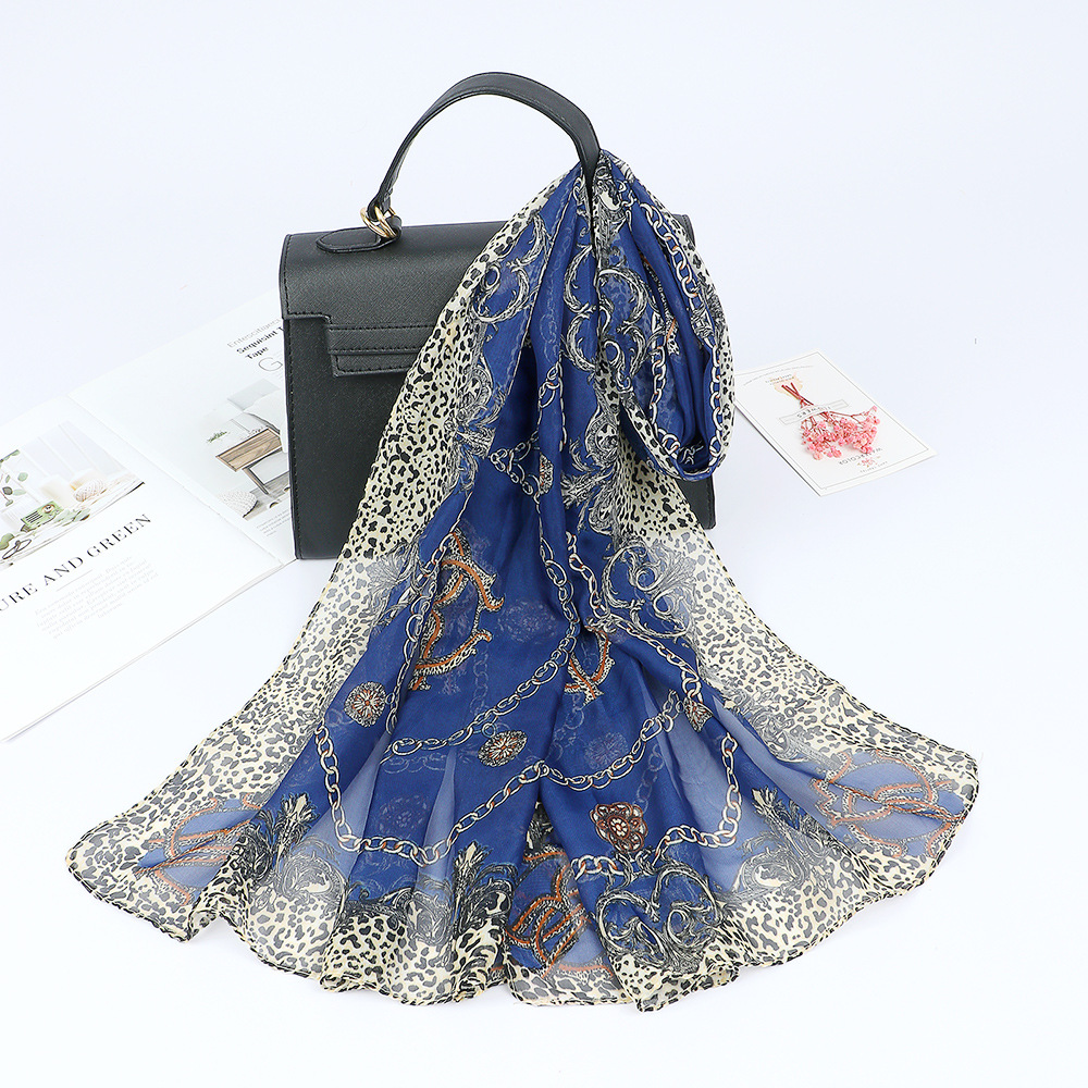 Fashion Style Women's Fashion Leopard Chiffon Printing Silk Scarves