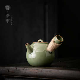 复古陶瓷茶壶日式侧把壶防烫手抓过滤泡茶壶创意手执壶单壶陶壶