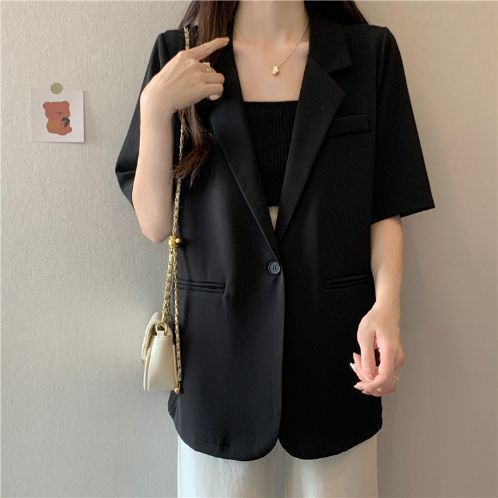 Lightweight Women's Summer Blazer Korean Style Casual Suit Jacket_voghion.com