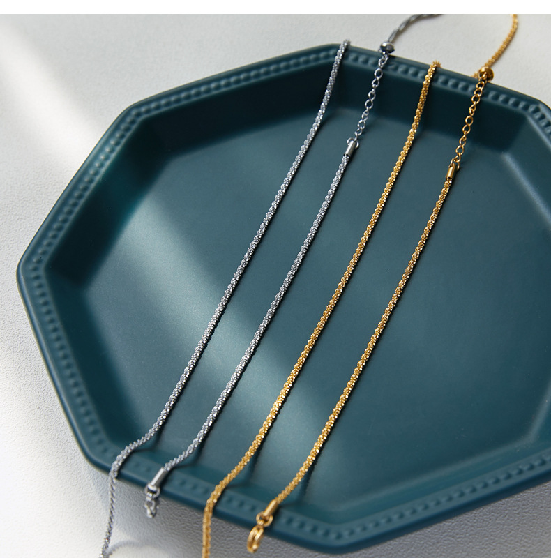 6g Weight Jewelry Set Classification Necklace + Jewelry Quantity Casual Occasion Titanium Steel Material Solid Color Pattern Women's Gender Plating Design Simple Style Style Wholesale Jewelry Simple Style Solid Color Titanium Steel Plating Jewelry Set 无