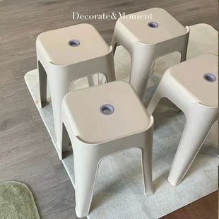 Thickened Plastic Stool Household Dining Table Stool Adult High Stool Non-slip Cooked Rubber Stool Stackable Stacking Stacked Stacked Stacked Chair Stamp