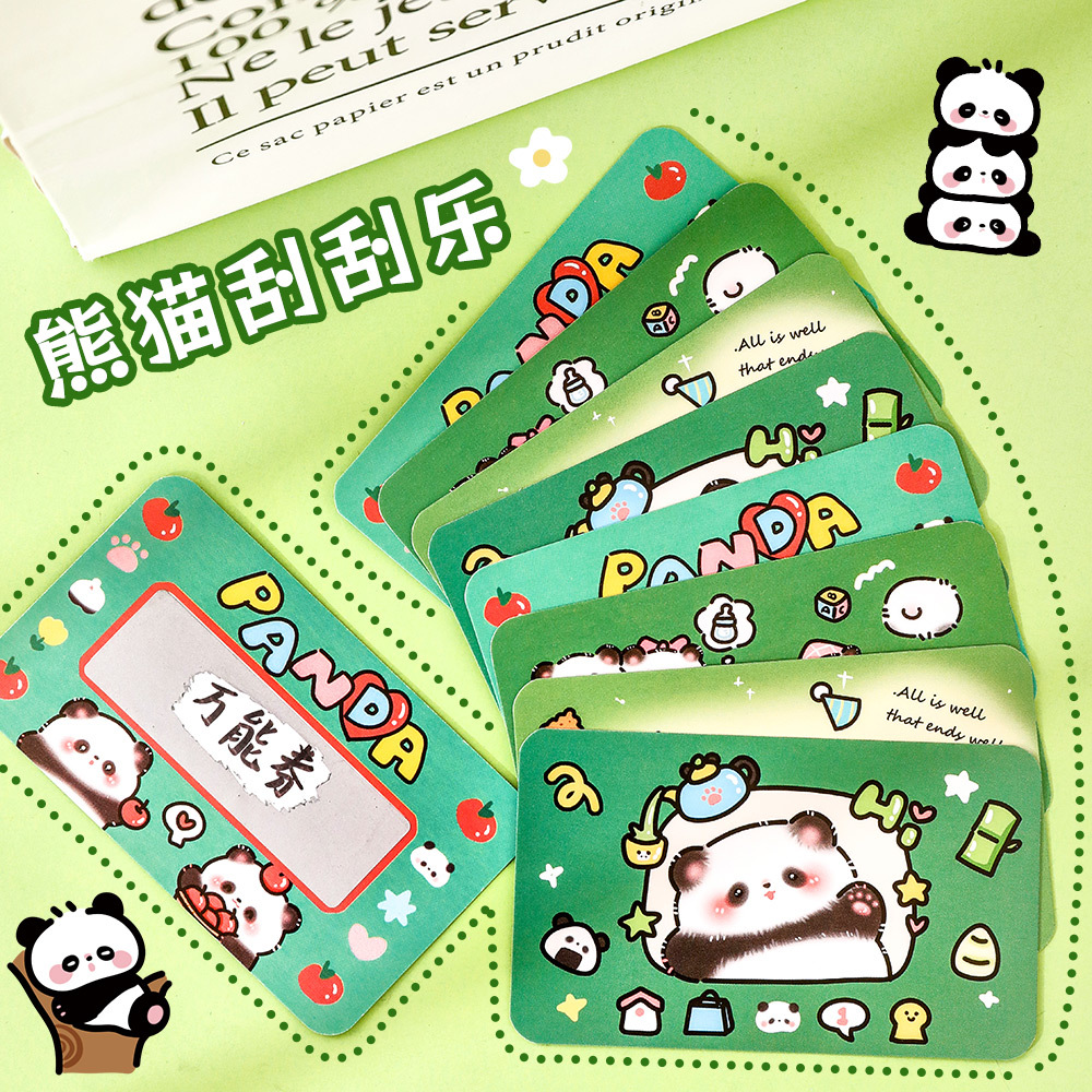Cute panda wish scratch card cartoon creative homemade prize scratch…