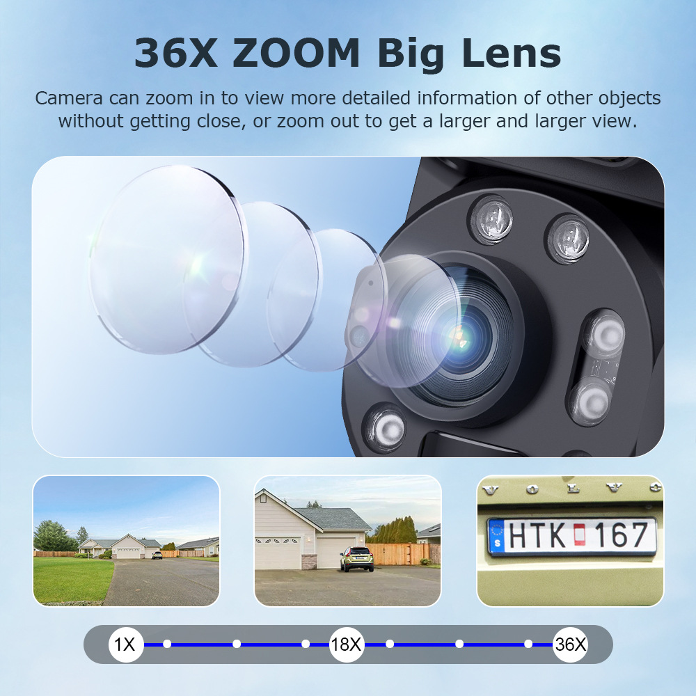 4G güneş enerjili kamera akıllı yüksek çözünürlüklü lazer gece görüşü 36x optik zoom 24 saat tam günlük kayıt 20W