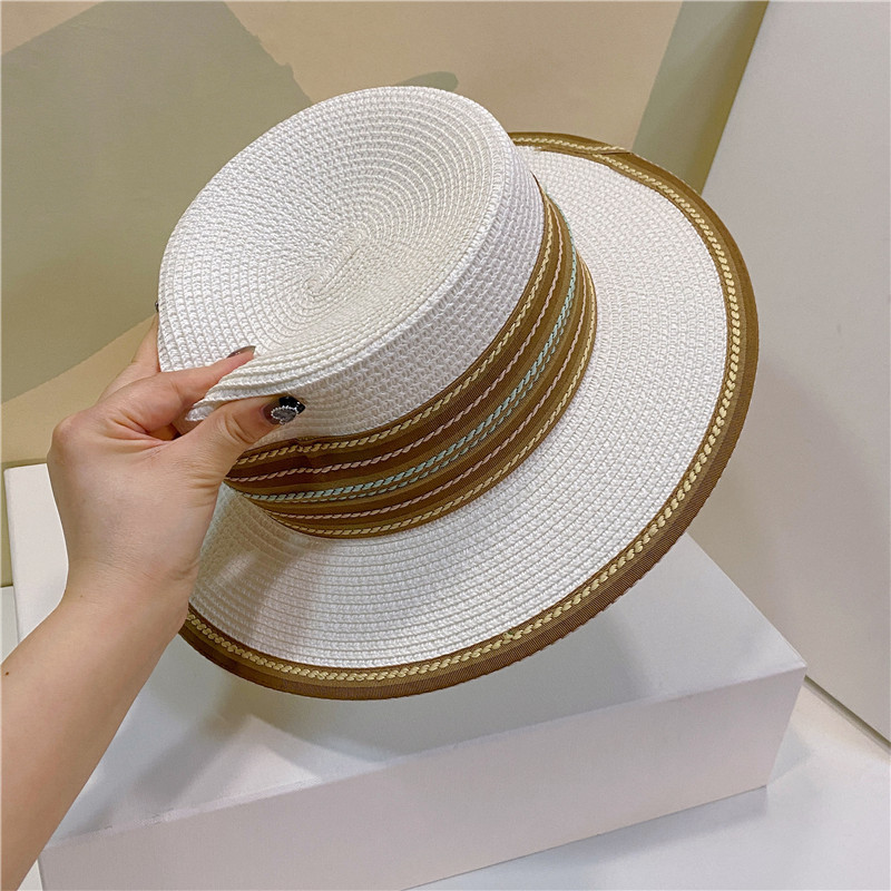 Unisex Ethnic Style Solid Color Flat Eaves Straw Hat display picture 5