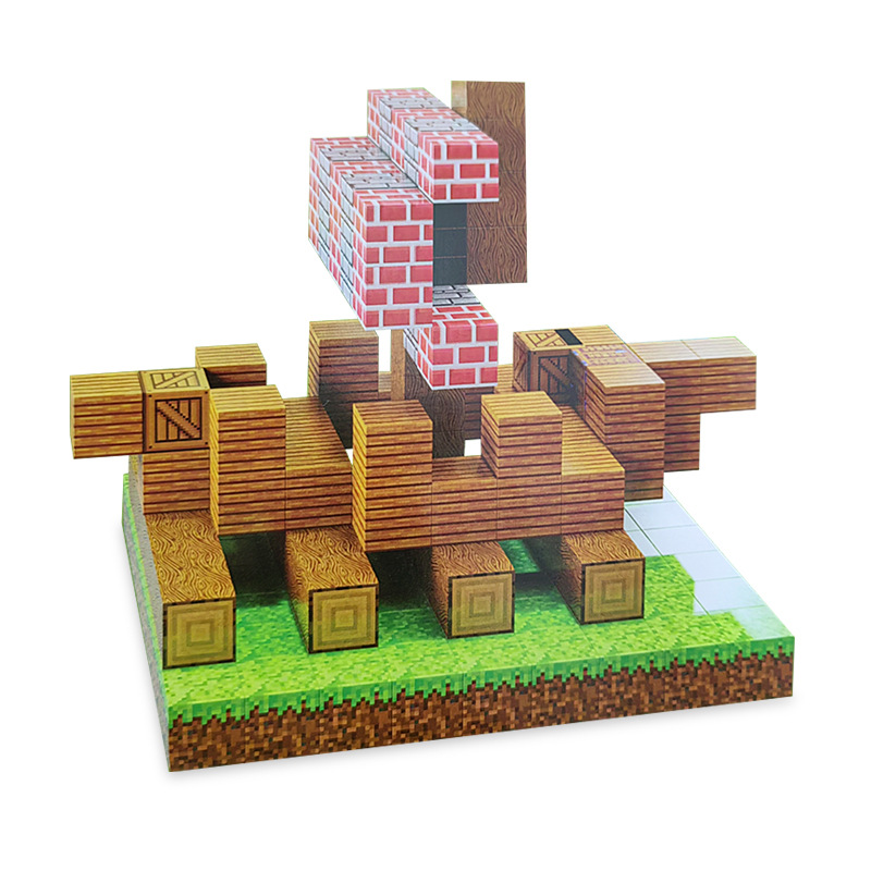 Cross-border Hot-selling Magnetic Square Assembled Magnetic Rubik's Cube Building Blocks Toys Peace Elite Boys Magnet Building Blocks