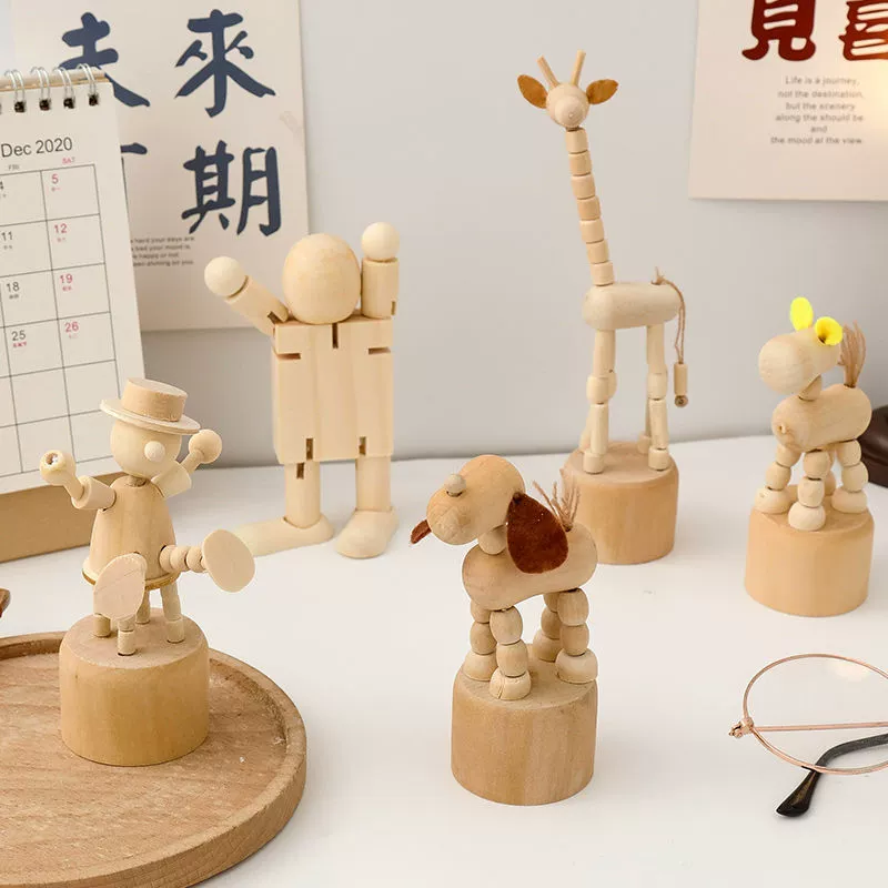DIY креативные куклы ручной работы подвижные деревянные животные деревянные человечки украшения настольные украшения детские маленькие игрушки подарки
