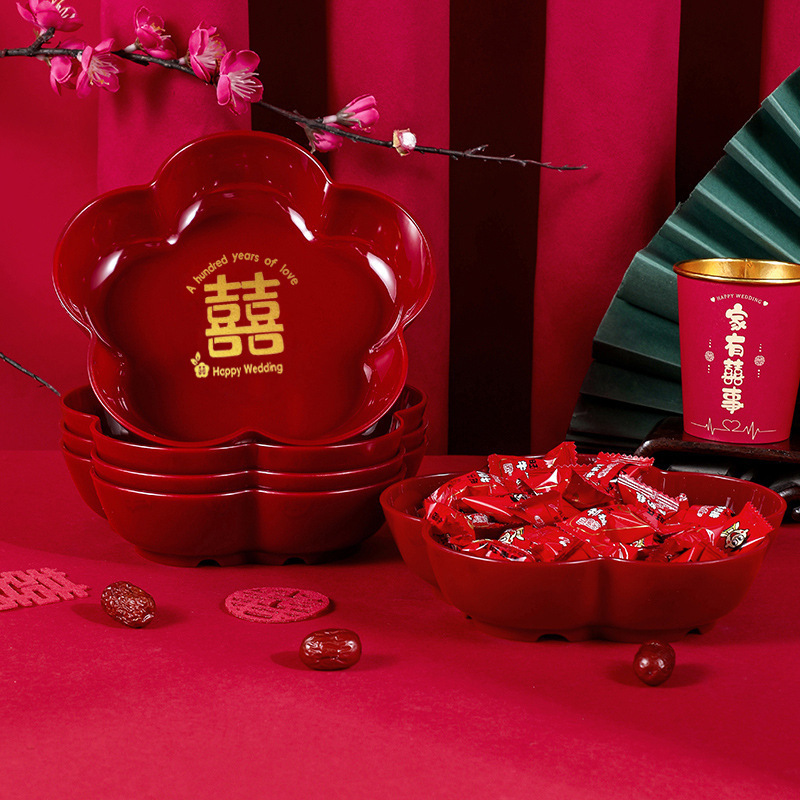 Wedding Fruit Basket, Marriage Celebration Living Room, Happy Candy Tray, Wedding Used Happy Plate, Red Engagement Gift, Complete Engagement Supplies, Pre-Wedding Tray