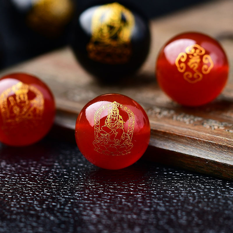 양면 빨간색과 검은 색 AGATE ZODIAC ZODIAC EIGHT PATRON DEITY SANZHU BENMINGFO 액세서리 XIANGYUN SANSKRIT