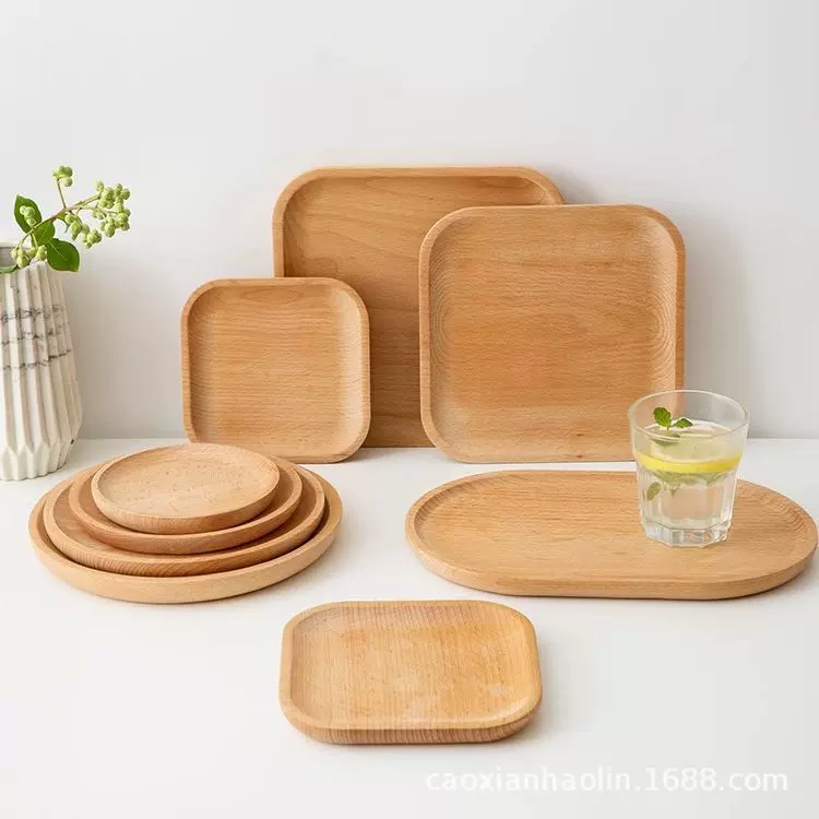 定制实木餐盘子日式碟子家用托盘甜品西美食木盘面包托盘跨境批发