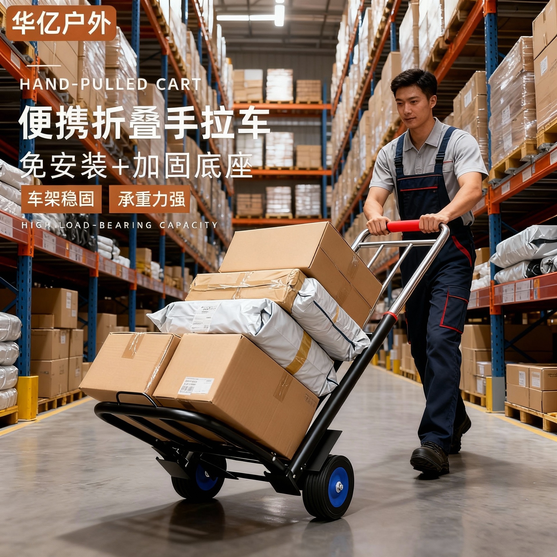 Folding Handcart, Portable Shopping Cart, Small Trolley, Luggage Cart, Hand-Pulled Shopping Cart