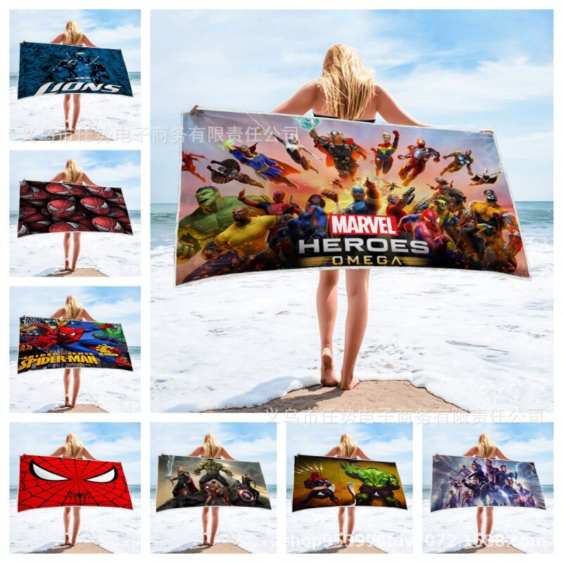 Foreign trade explosions beach towel Avengers series towel Marvel animation absorbent bath towel factory wholesale