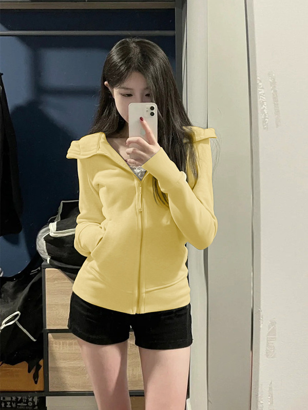 修身外套女春秋2025新款初秋季连帽卫衣收腰紧身瑜伽运动短款上衣|undefined