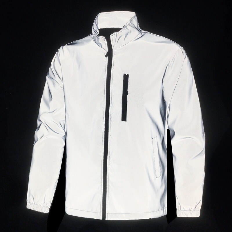 Men's stand-up collar reflective jacket, fashionable outdoor cycling and night running outerwear, direct from the manufacturer for cross-border sales