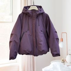 春秋季2025年新款冲锋衣外套女短外套设计感连帽潮酷小个子上衣女