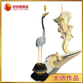 京锐景泰蓝 75寸仙鹤大烛台 手工工艺品 烛台国风中式摆件