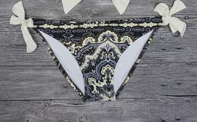 Swimming Pool, Beach Occasion Ditsy Floral, Solid Color, Bow Knot Pattern Women's Ditsy Floral Solid Color Bow Knot 2 Pieces Set Bikinis Swimwear