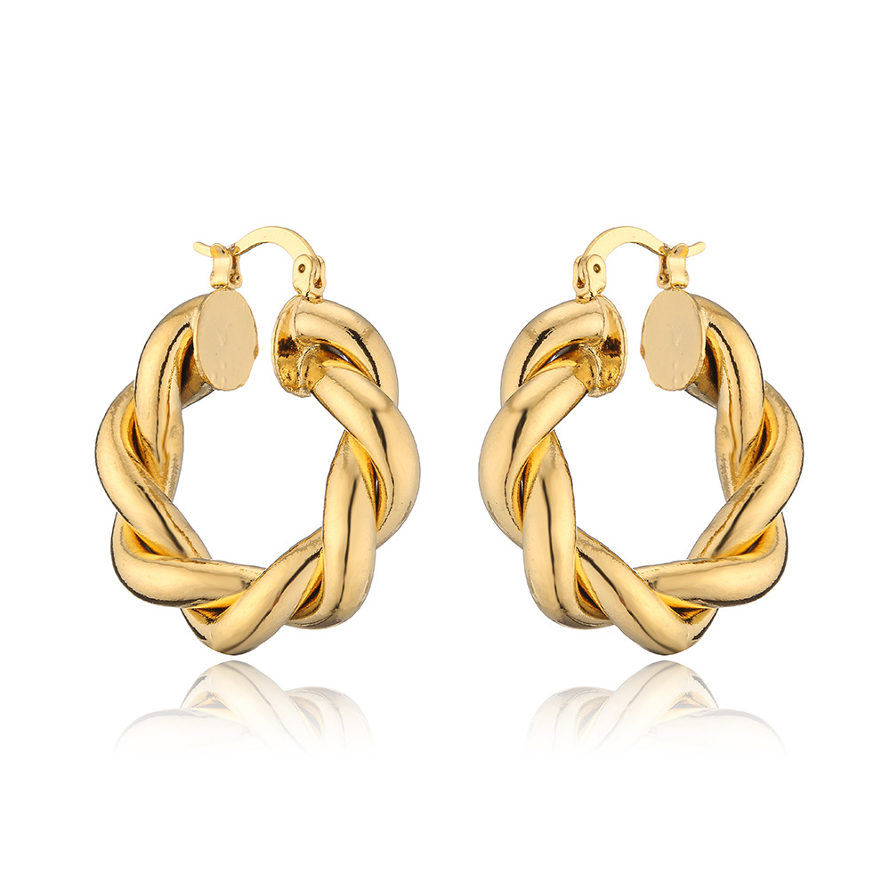 Fashion retro geometric copper-plated real gold earrings