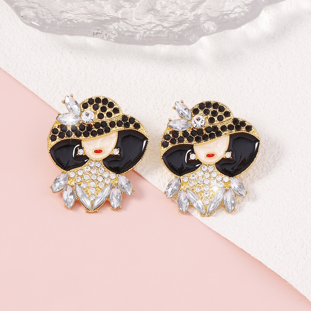1 Pair Lady Cartoon Character Zinc Alloy Artificial Gemstones Earrings display picture 7