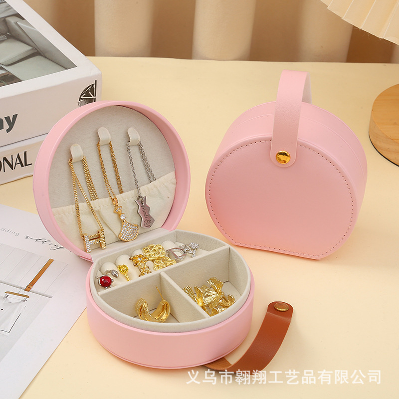 Halbrundes Schmuckkästchen Premium Mini Schmuckkassette tragbare Reise Ringe Ohrringe Prinzessin Schmucktasche