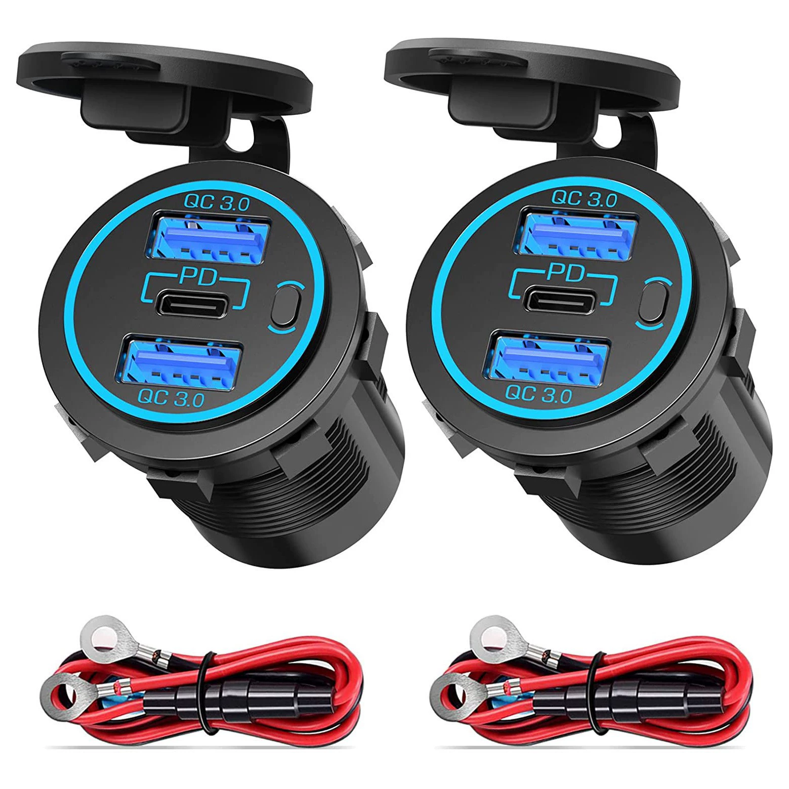 Автомобильная зарядка мобильного телефона двойной USBQC3.0 PD Быстрая зарядка 20 Вт зарядное устройство с механическим переключателем 3.4A быстрая зарядка автомобильное зарядное устройство