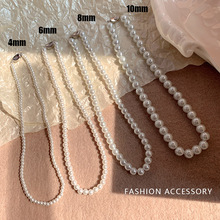 巴洛克元宝扣仿珍珠项链法式复古优雅小豆豆通勤锁骨链卫衣链配饰