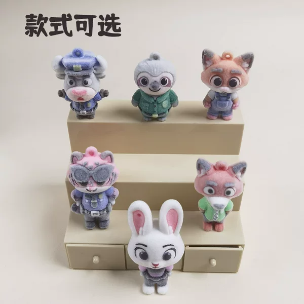 New Flocking Pvc Zootopia 2 Stereo Cartoon DIY Jewelry Keychain School Bag Pendant Wholesale