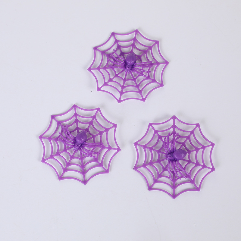 Mini telaraña de halloween, pequeña telaraña de color, dibujos animados de plástico, pequeña telaraña, accesorios decorativos a mano DIY