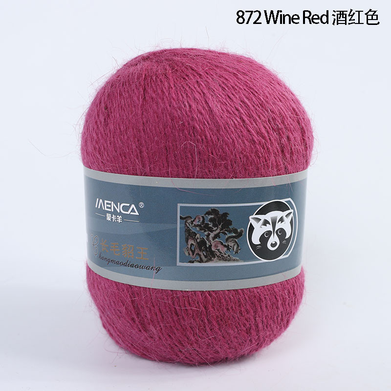 Hilo de lana de visón de lana larga Monopolio de la marca MENCA Hilo de lana de conejo de Angora Hilo de punto hecho a mano de 2 hilos