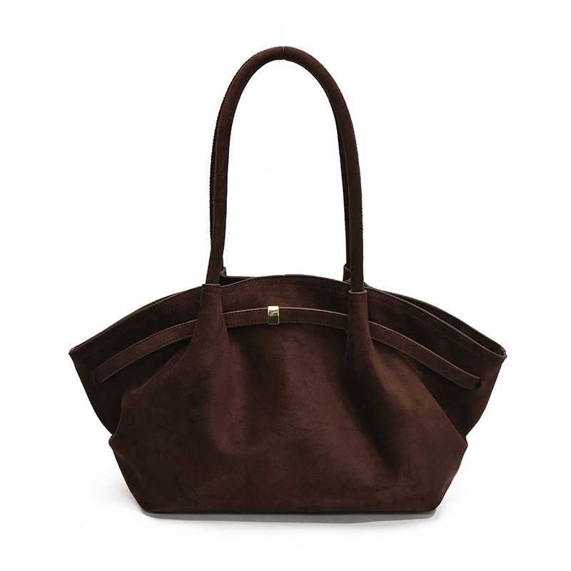 Cross-Border Women's Luxury Large Capacity Commuter Tote Bag, Niche Design Suede Underarm Shoulder Bag - Thumbnail 7