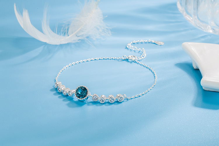 Fashion Round Silver Plated Inlay Zircon Bracelets 1 Piece