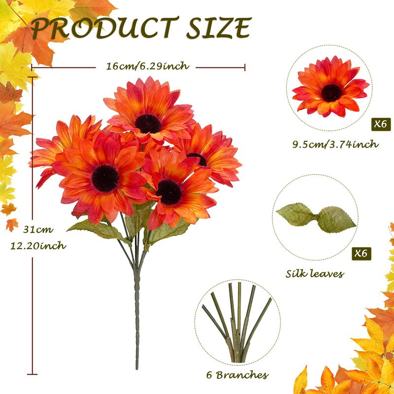 Autumn Artificial Sunflower Bouquet Artificial Flower Thanksgiving Harvest Festival Decoration Wedding Arrangement Picnic Photography Cross-Border
