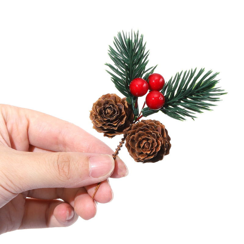 Cross-Border Pine Needle Pendant DIY Packaging Gift Box Decoration Accessories Christmas Decoration Artificial Christmas Tree Red Pine Cone