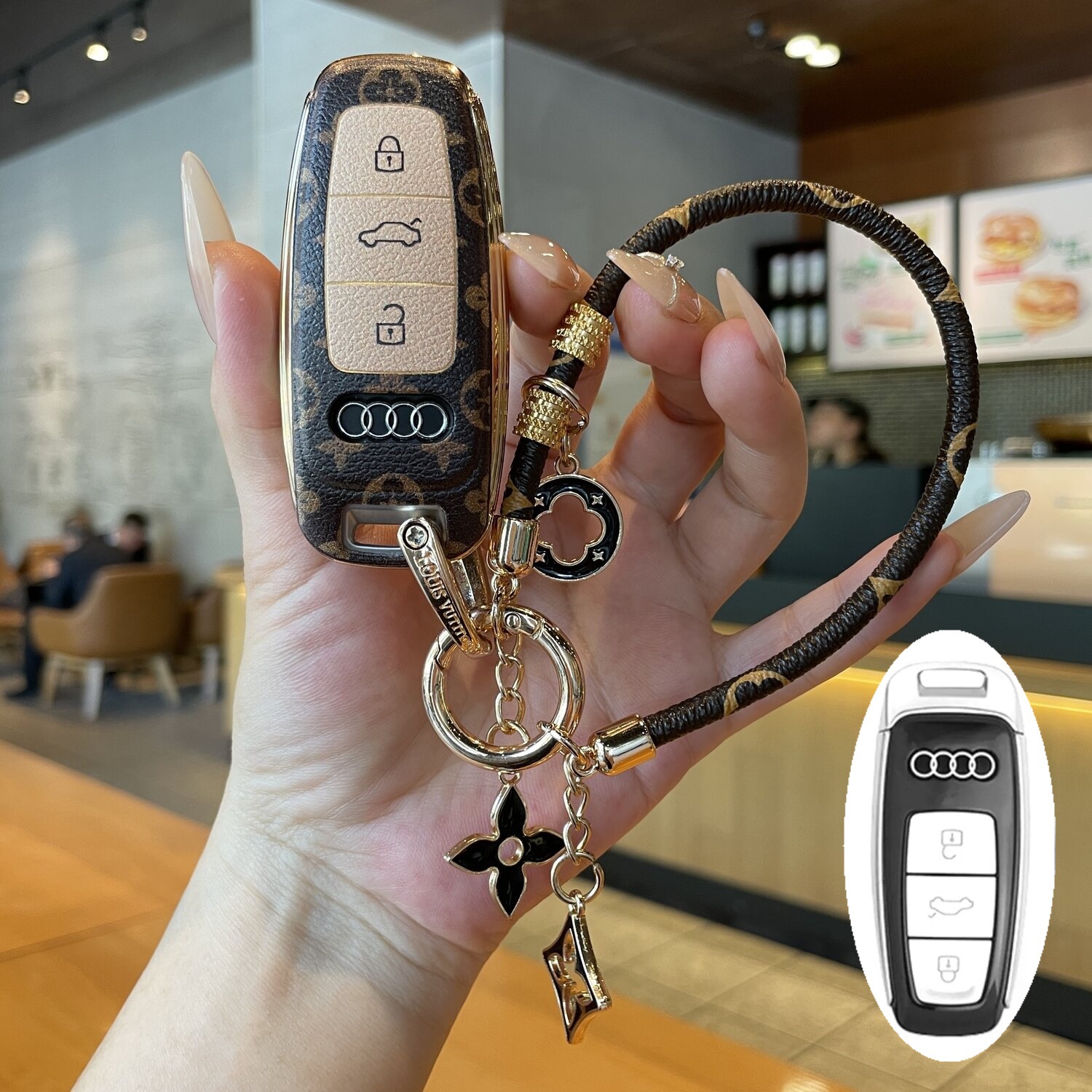 Suitable for Audi A6L Key Cover, A3 Dynamic Type, A7L High-End Model, Q6 Black Warrior Key Fob, A8/Q7/Q8/Q4 Full Cover