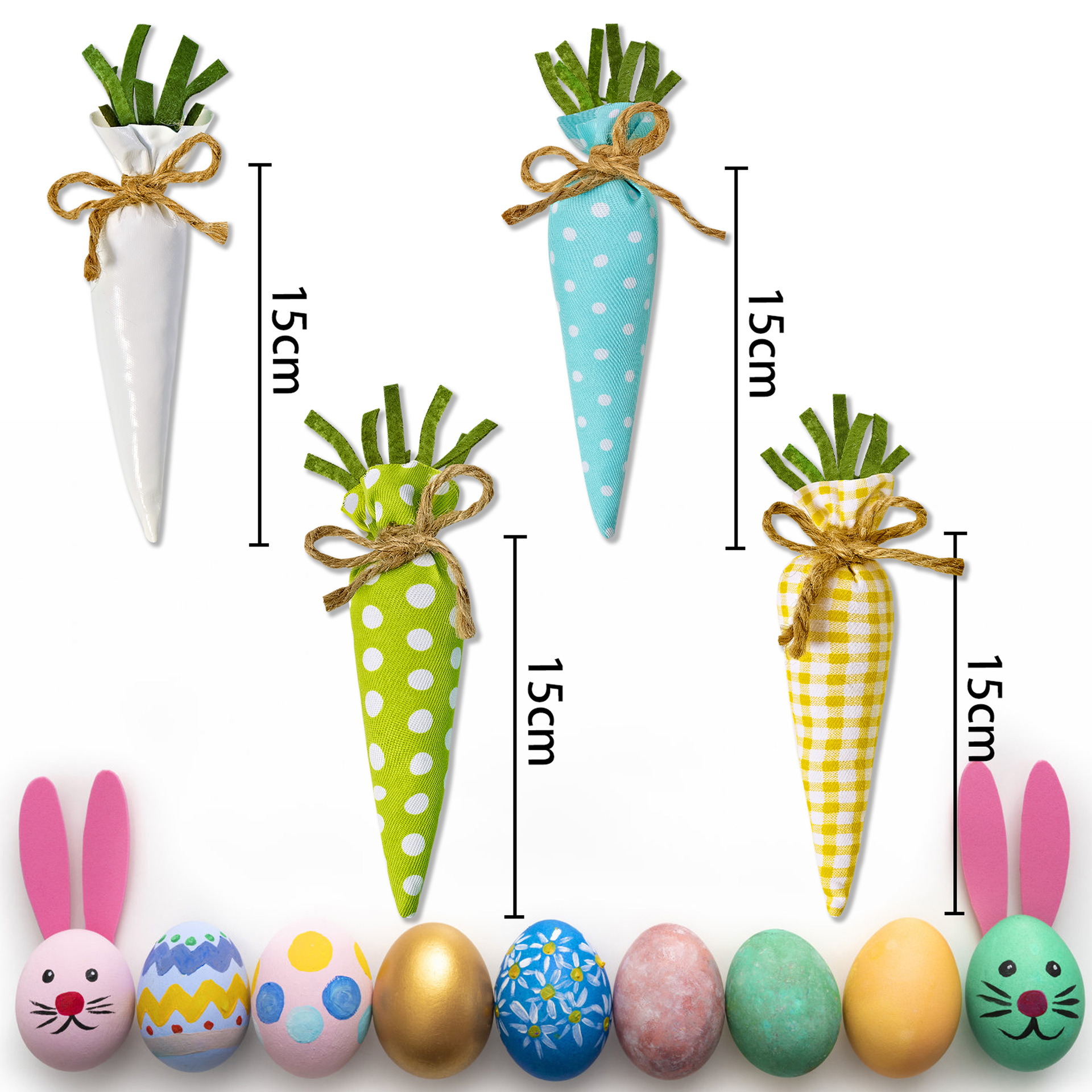 Zanahoria transfronteriza de Pascua de ocho piezas set decoración cuadrada impresión de manchas colgante de rábanos de color props de fiesta